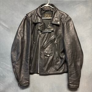 Thrashed Open Road Collection Leather Moto Jacket Mens 46 Black Biker Motorcycle